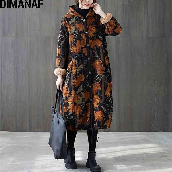 

winter plus size women jacket coats thicken fleece parka warm flocking vintage floral outerwear hooded female clothing 210531, Black