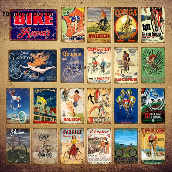 

bike repair poster bicycle racing metal signs vintage retro painting plaque bar pub club decoration wall decor yi-221