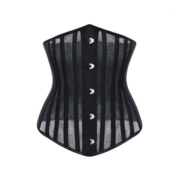 

burvogue corsets and bustiers women breathable 24 steel boned corset thin mesh underbust slimming belt waist trainer &, Black;white