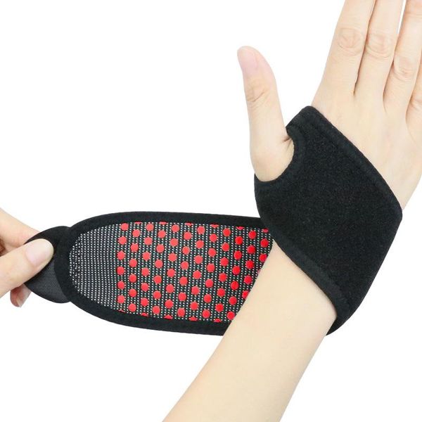 

wrist support wormwood moxibustion guard heating sleeve thumb winding sports sprain, Black;red
