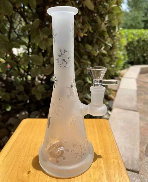 9 Zoll weiße Keramik 14 mm Schüssel Shisha Wasserpfeife Bong Bubbler Anime Smile Face Cartoon Bongs US-Lager