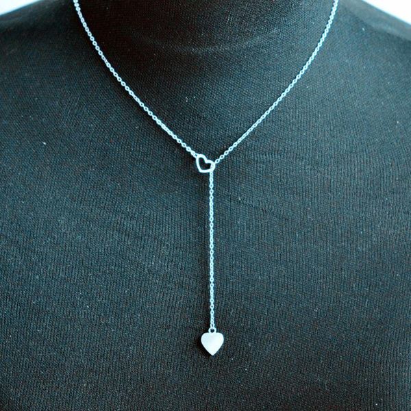 

pendant necklaces heart choker retro pendants for women jewelry long chain collares gift necklace accessories girlfriend, Silver