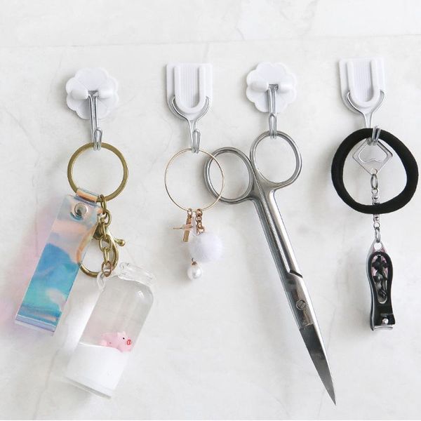 

hooks & rails 10 pcs strong self adhesive hook stainless steel bathroom plastic 180 degree rotating stick on heavy frame nail
