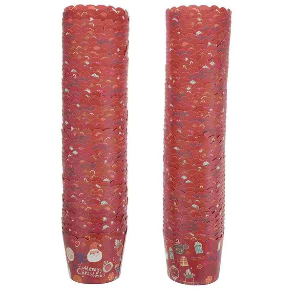 

other festive & party supplies 200pcs christmas patterns muffin cake baking cup oilproof liners (red)