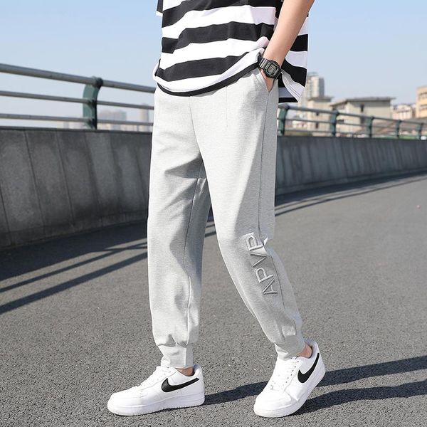 

men's pants summer thin pure simple versatile youth junior high school students 2021 ice silk casual, Black