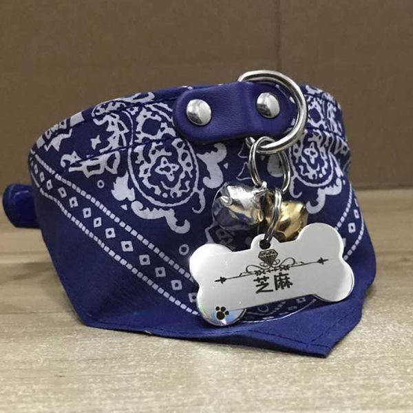 

collar dog bell necklace dog tag lettering cat tag triangle scarf saliva towel teddy pet id card 5dkn