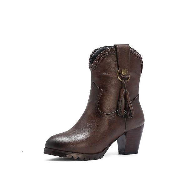 

asumer arrives western cowboy thick in heels shoes fall winter women boots, Black