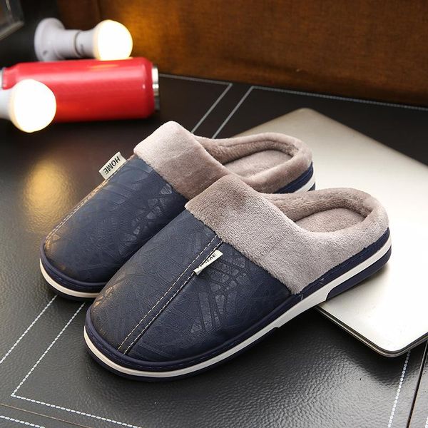 

fashion ladies bedroom slippers 2021 winter short plush couple men's shoes indoor waterproof warm non-slip household slipper, Black