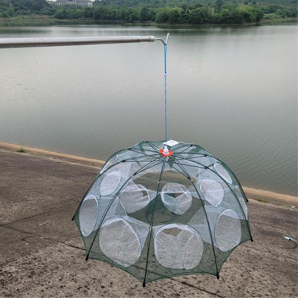 

fishing accessories strengthened 4-28 holes automatic net shrimp cage nylon foldable crab fish trap cast folding