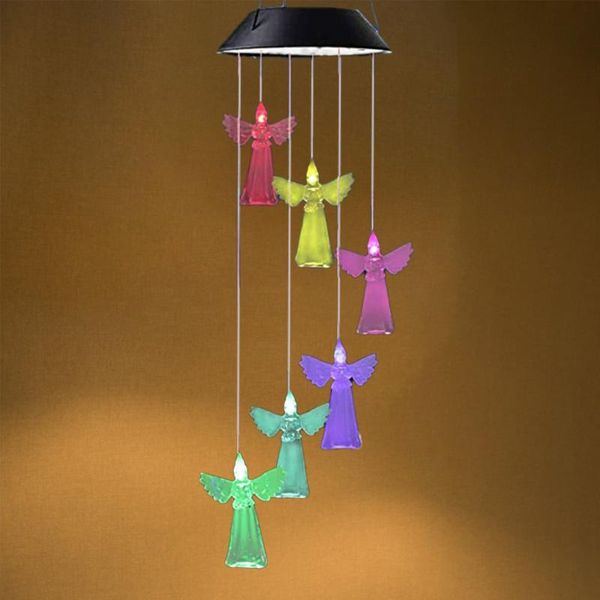 

decorative objects & figurines solar power wind chime lamps colorful angels windbell aluminium pendant light waterproof outdoor hanging ligh