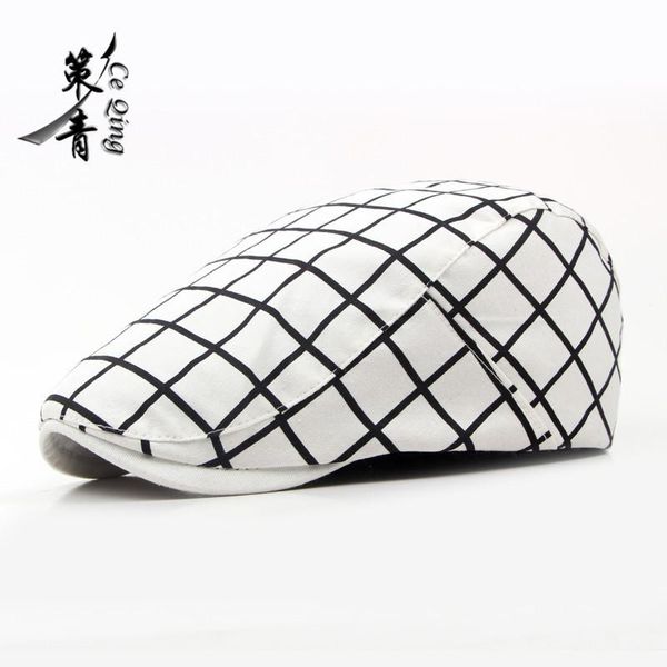 

cycling caps & masks retro classic plaid berets men's outdoor hats women's duck tongue forward bud, Black