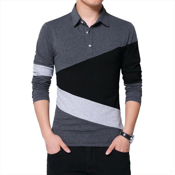 

autumn fashion plus size men t shirts 5xl with collar color patchwork long sleeve clothes, White;black