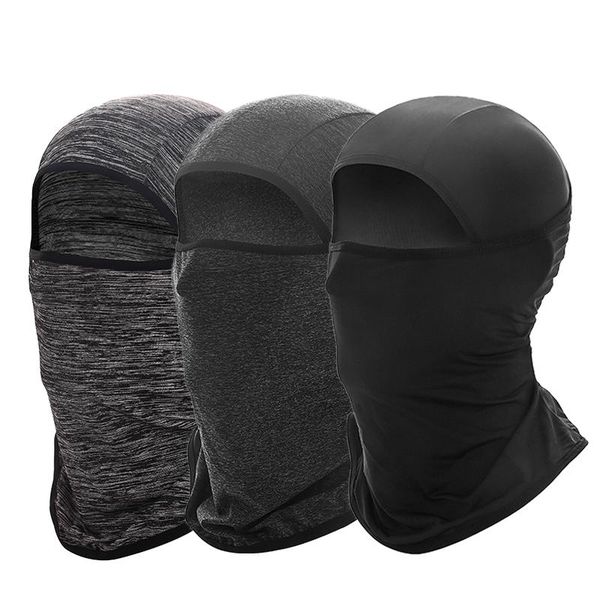 

cycling caps & masks breathable mask men women full face bandana sport running hunting training scarf neck warmer balaclava moto head cover, Black