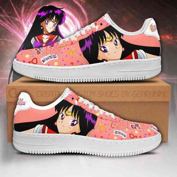 

diy anime fan sneakers sailor mars moon shoes gift men's lightweight running casual knit breathable, Black