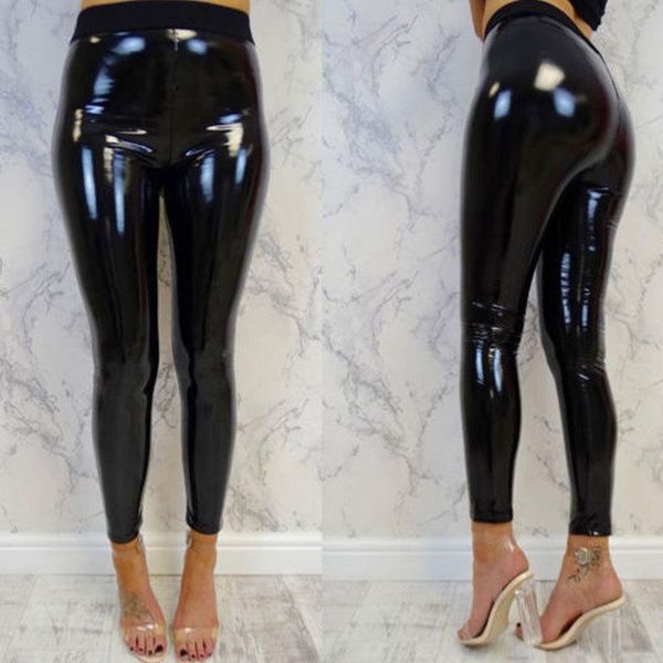 

shiny black leggings gym women fitnes leggin high waist push up women's