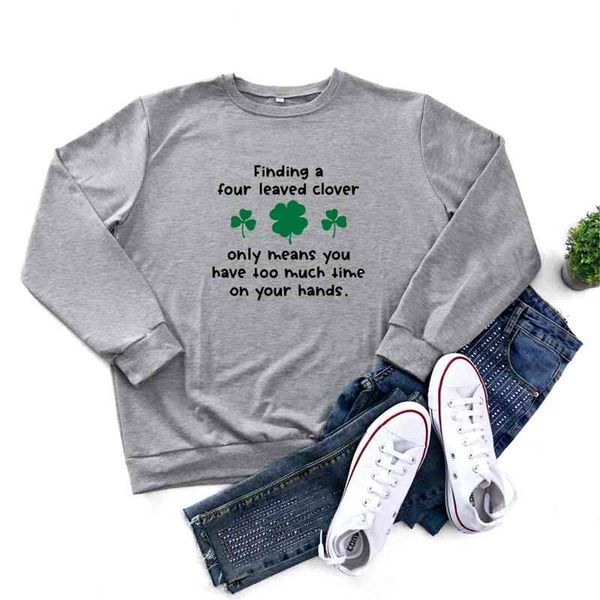 

st. patrick's day letter clover casual round neck sweater women's wear, Black