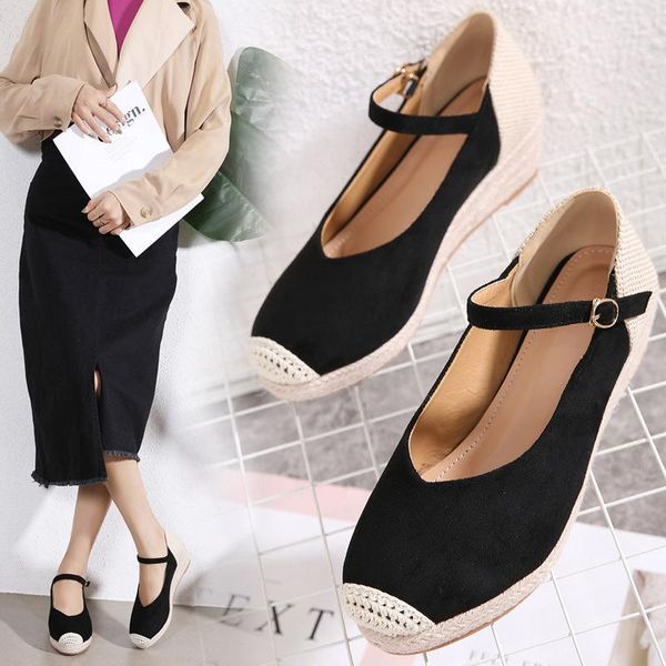 

dress shoes women's wedges pumps buckle platform ladies fashion women casual comfortable shoe female footwear 2021, Black