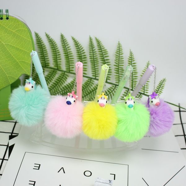 

pen double sided stereo unicorn cute hair ball unicorn dant 0.5 neutral black water core signature