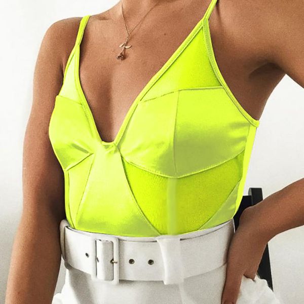 

women's jumpsuits & rompers eishow summer womens jumpsuit chiffon bodysuits 2021 stitching fashion stretch elegant patchwork ladies yel, Black;white