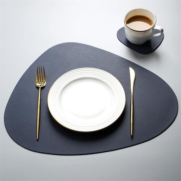 

mats & pads shape placemat plate grade leather table pad waterproof heat insulation kitchen decoration gadget easy cleaning