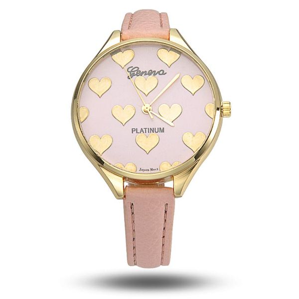 

wristwatches buckle closure pointer type gift round dial decoration mechanical time casual heart pattern analogue women watch, Slivery;brown
