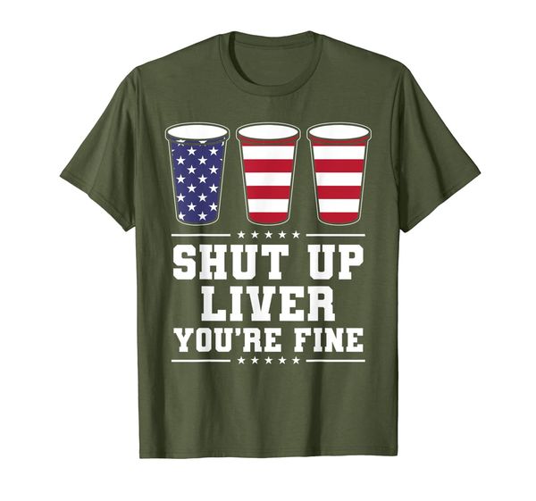 

shut up liver you're fine 4th of july beer t-shirt, White;black