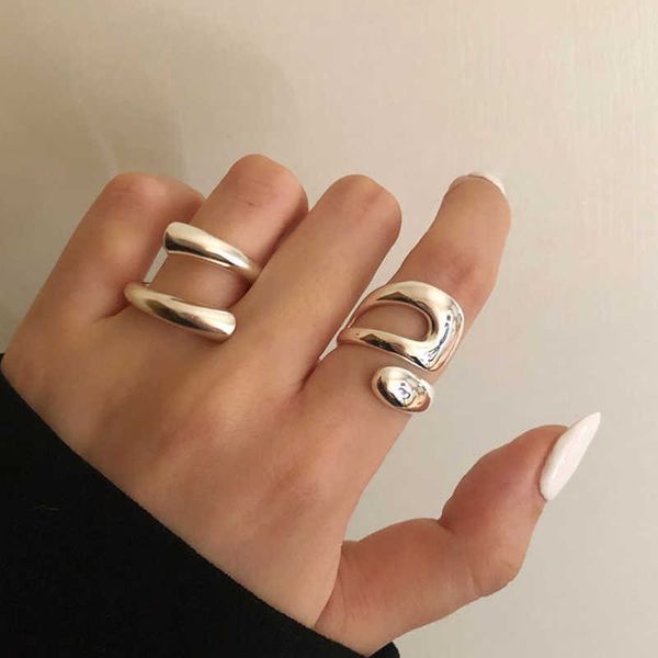 

designer necklace punk rings for women accessories fashion minimalist chunky adjustable jewelry aesthetic dating gift to girlfriend, Silver