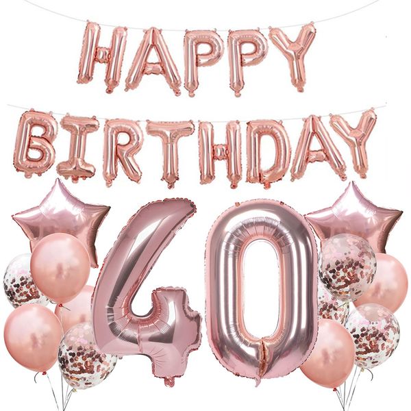 

happy birthday party decorations banner bunting balloons 21st 30th 40th 50th+
