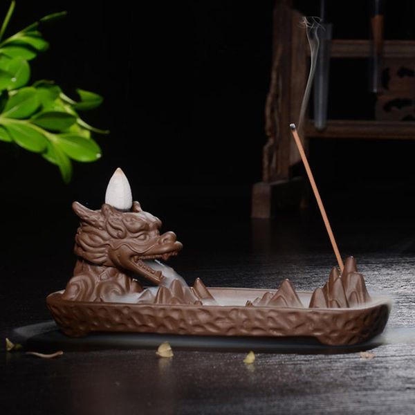 

sachet bags ceramic dragon incense burner backflow smoke buddha chinese censer decoracao casa home waterfall i5t002
