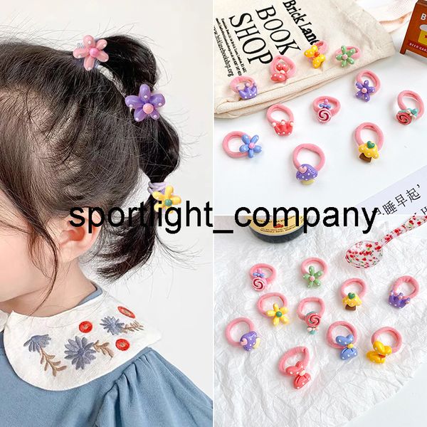 

2022 10 pcs/set baby girls cute cartoon flower crown scrunchies rubber bands children soft elastic hair bands kids hair accessories, Slivery;white