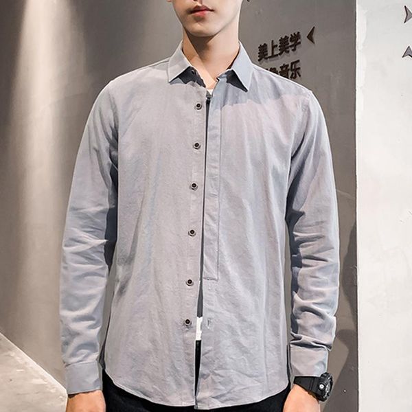 

men's casual shirts solid long-sleeved cotton shirt classic lapel design office banking business workwear high-quality clothing, White;black