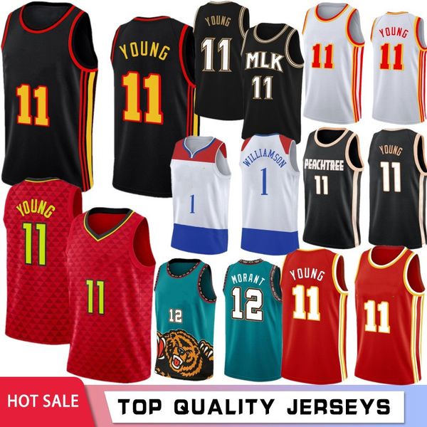 

ja 12 morant men jerseys zion trae 1 williamson 11 young 23 basketball stock s-xxl 2021 new jersey, Black;red