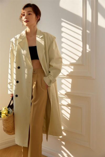 

herpure's design in early spring of 2021 women's trench coats, Tan;black