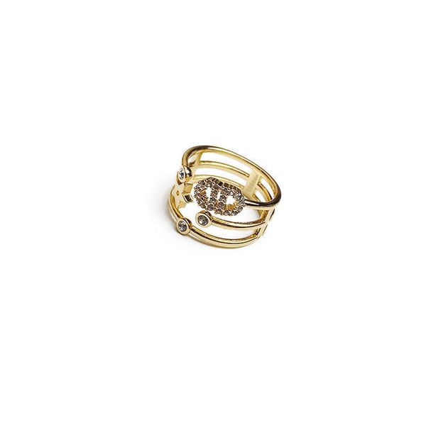 

2021 new designer letter three ring women's fashion star hand jewelry, Silver