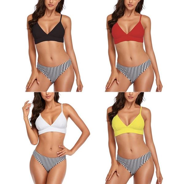 

one-piece suits women's v-neck split swimsuit strut two-piece