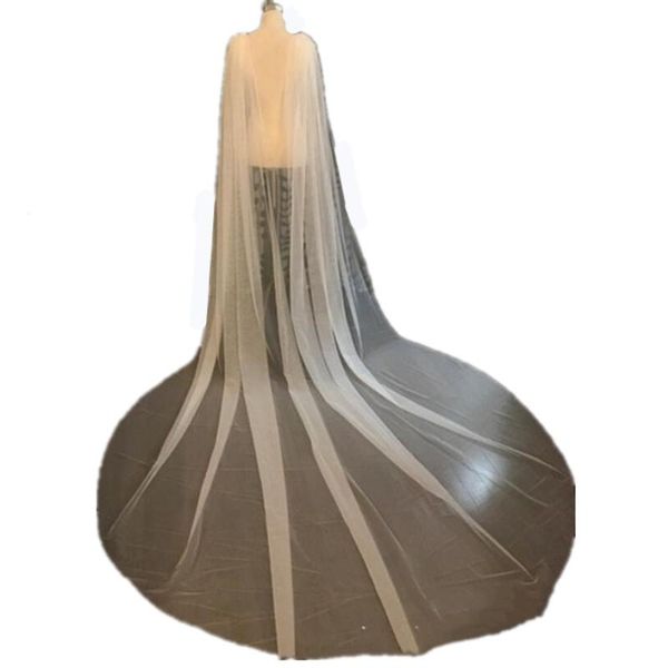 

bridal veils 2021 cathedral long veil wedding with comb detachable train style ivory bolero, Black