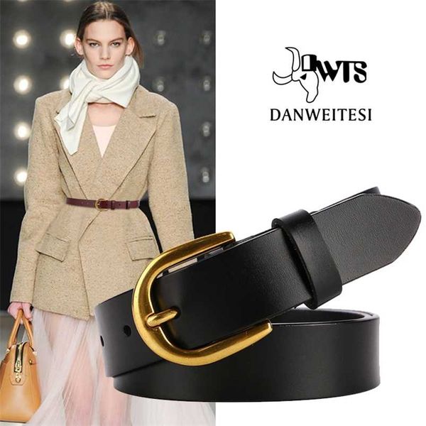 

[dwts] women genuine leather belt women'sbelt for female strap casual all-match ladies adjustable belts designer 211012, Black;brown