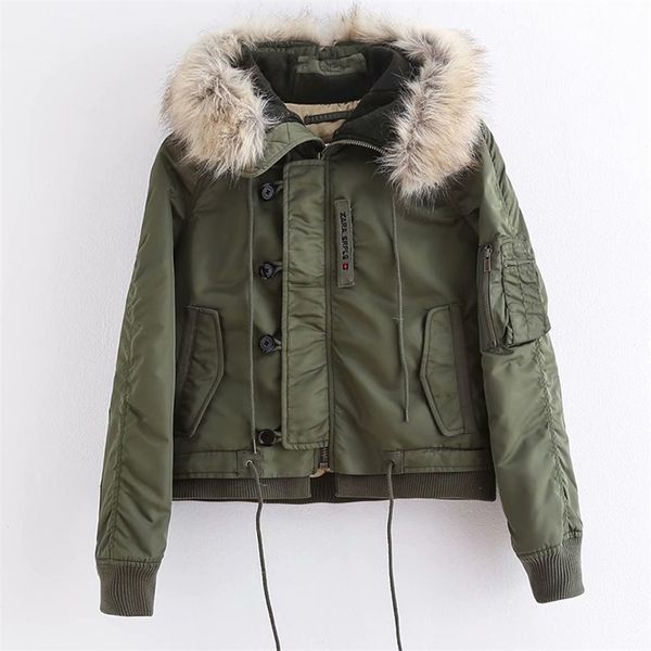 

women winter casual warm jacket parkas coats hooded fur collar thicken down cotton female fashion street parka outerwear 210513, Black
