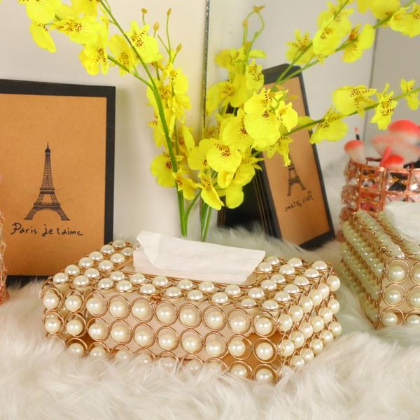 

tissue boxes & napkins shinning simulation pearl box holder case luxurious creative home deco napkin dispenser paper container