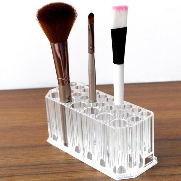 

holes clear acrylic transparent cosmetic organizer lip daily makeup box stand for women brush use holder d0f8 eyebrow tools & stencils1