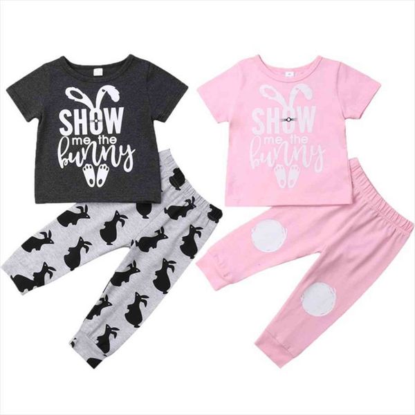 

toddler kid baby boy easter clothes sets short sleeve rabbit letter print t shirt long leggings casual outfit set, White