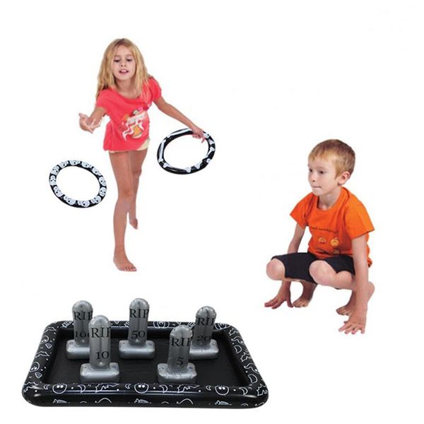 

pool & accessories halloween inflatable tombstone drink ice bucket throwing ring toss game set children party bar swimming nightclub supplie
