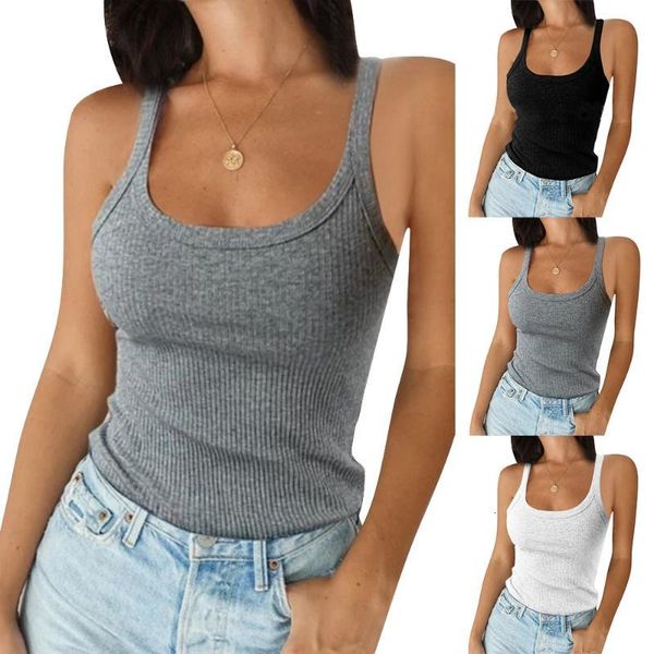 

summer casual soild women color tank female daily round neck camisole waistcoat ladies sleeveless slim vest black tee d30, White