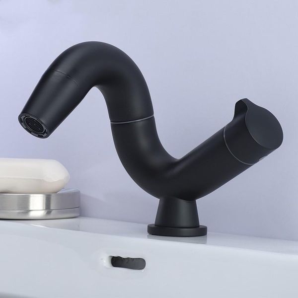 

fashion design black brass bathroom sink faucet single hole handle cold water basin mixer tap faucets