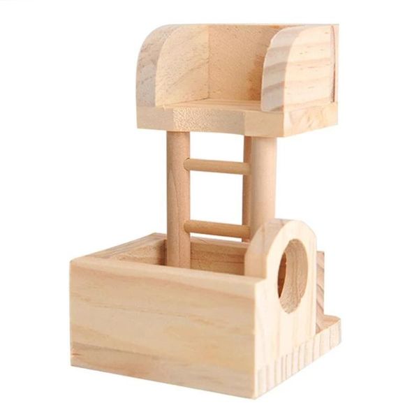 

small animal supplies hamsters wooden house hideout lookout tower climbing ladder toys for chinchilla guinea pig playing platform animals
