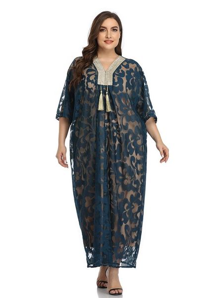 

abaya long spring womens ladies dresses large plus size fashion elegant tassel mesh ramadan decoration maxi party dress casual, Black;gray