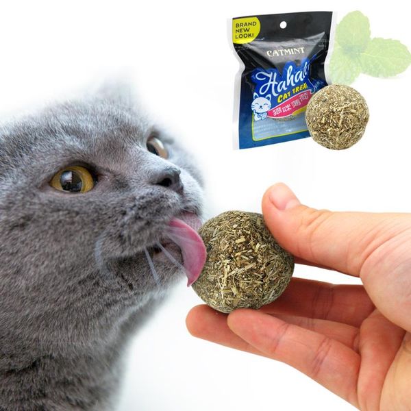 

cat toys natural wild mint ball catnip toy funny pet kitten treats flavor edible playing teeth supply cleaning scraper