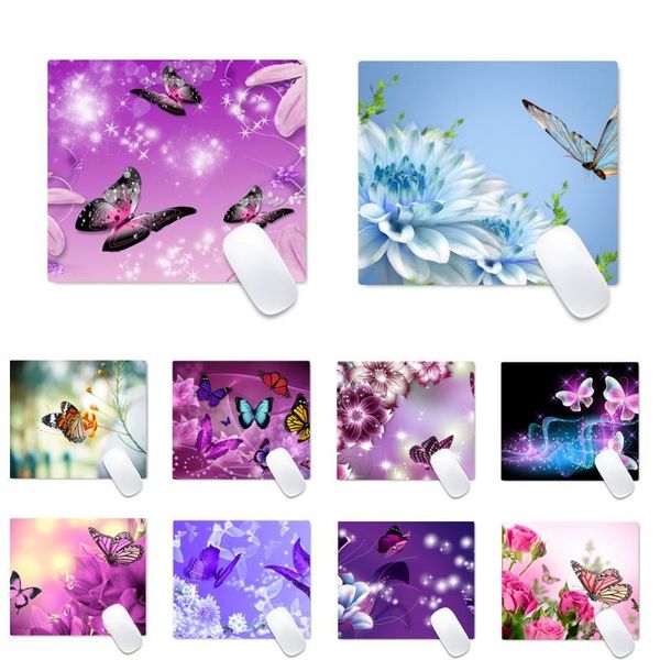 

mouse pads & wrist rests butterfly pink purole locking edge pad game desk table protect office work mat non-slip lapcushion