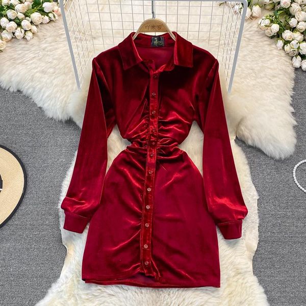 

casual dresses long sleeve bodycon dress woman vestido midi feminino velvet knee-length pleated robe femme, Black;gray