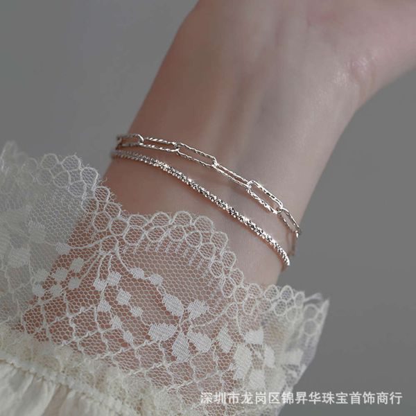

shimmering stars all over the sky women's design s925 silver korean version simple forest cold style bracelet, Black
